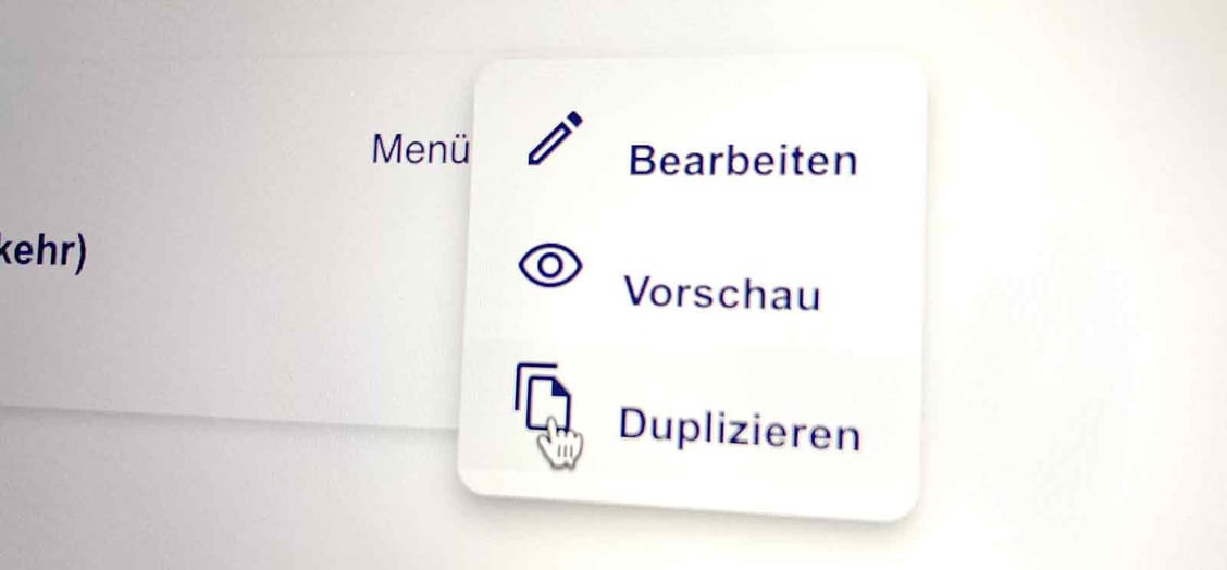 Screenshot Dropdown Menu Duplizieren